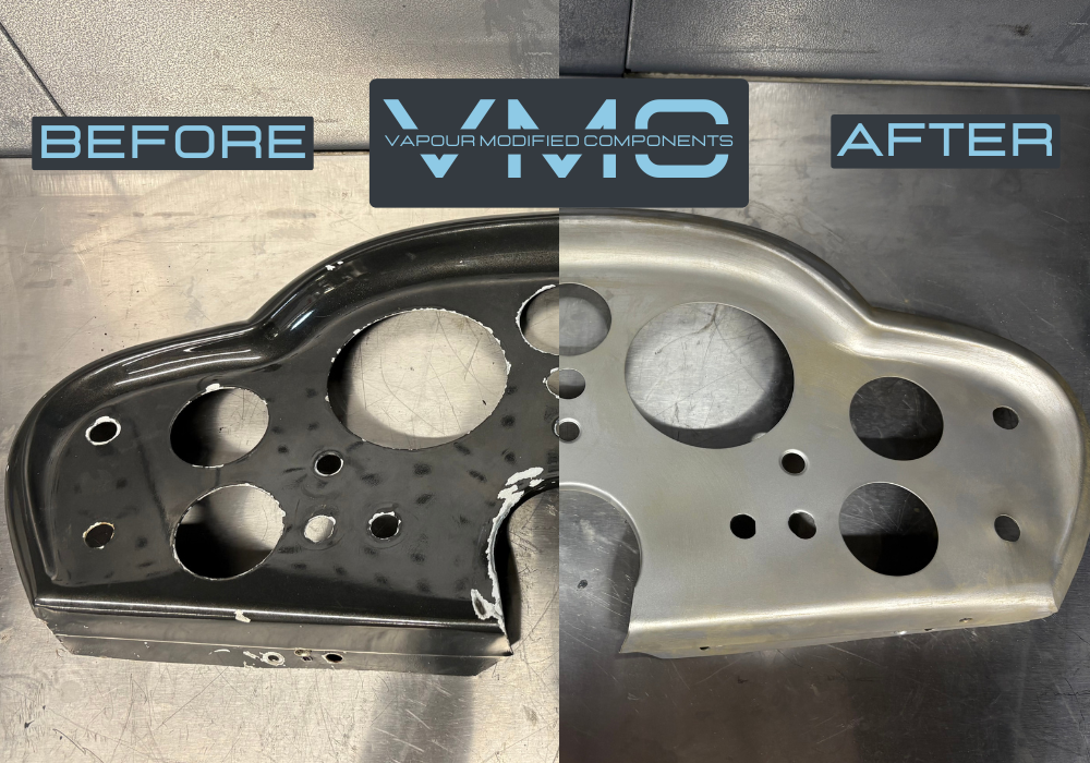 Aston Martin DB5 dash binnacle before and after